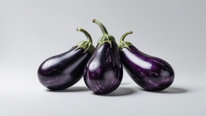 Aufkleber - Three fresh eggplants isolated on a white background