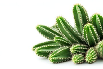 Poster - Unique green cactus variety growing in natural light with distinct ribs and spines in a minimalist setting