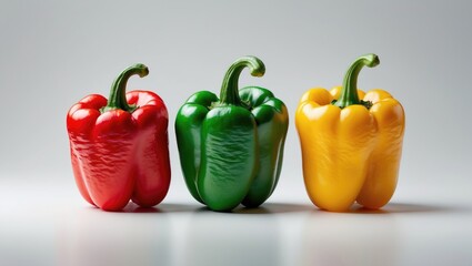 Poster - Vibrant Sweet Peppers and Paprika on White Background with Clipping Path