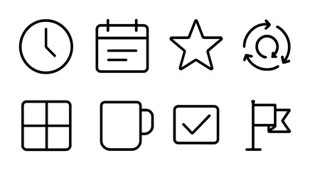 Poster - Essential office icon set: minimalist linear design for productivity tools