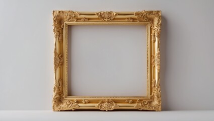 Poster - Ornate gold design with vintage square pattern on a white background