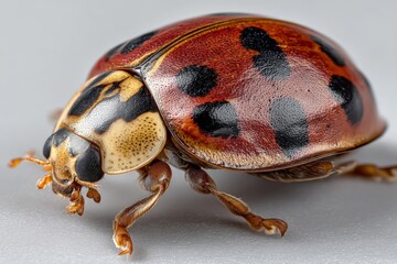 Poster - Close-up of a colorful ladybug against a simple background highlighting its vivid patterns and features
