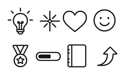 Poster - Modern linear icons set: creativity, emotions, and growth