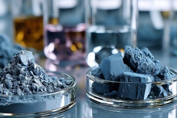 Leinwandbilder - Exploring materials in a laboratory during a chemistry experiment focused on metal compounds and chemical reactions