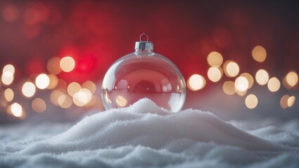 Poster - Clear glass snow globe with red bauble and festive lights