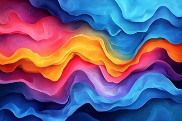 Leinwandbilder - Colorful abstract waves in vibrant hues flowing smoothly across the canvas in a dynamic display