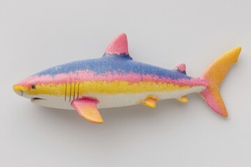 Aufkleber - Colorful fish sculpture showcasing vibrant hues and playful design created for educational purpose or artistic display