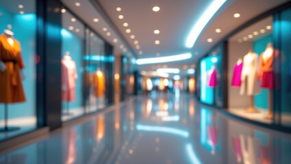 Poster - Abstract blurred background of a modern shopping mall with mannequins and window display