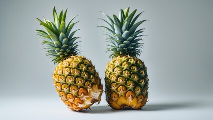 Aufkleber - Two fresh ripe pineapples isolated on background