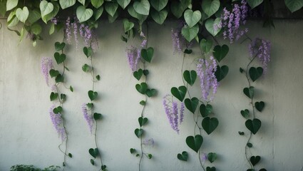 Poster - Concrete wall adorned with trees and flowers