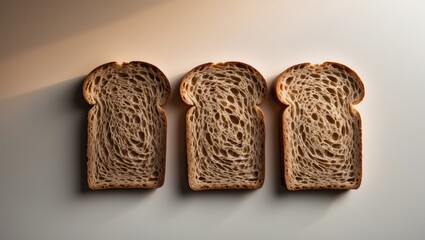 Poster - Flat lay of three slices of bread