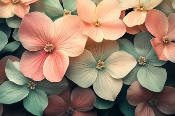 Poster - Floral arrangement featuring soft pink and mint-colored blossoms in a delicate composition