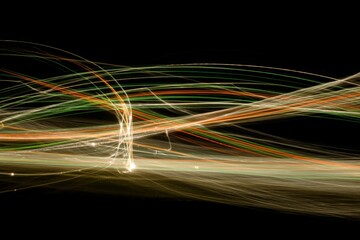 Aufkleber - Colorful light trails create abstract patterns in the dark during a nighttime long exposure photography session