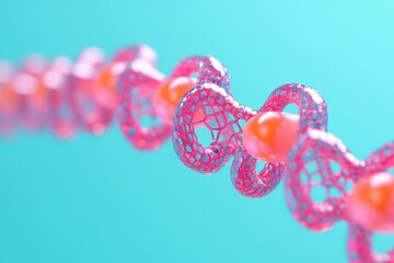 Poster - Vibrant abstract structure resembling molecular chains on a blue background