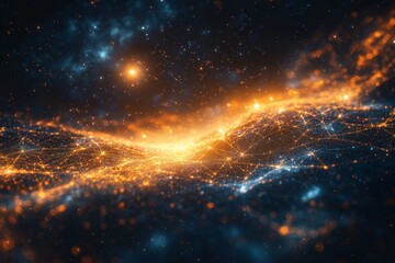 Aufkleber - Marvelous cosmic landscape showcasing bright stars and glowing nebulae in a vast universe