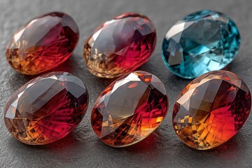 Poster - Colorful gemstones display showcasing unique cuts and vibrant hues in natural light