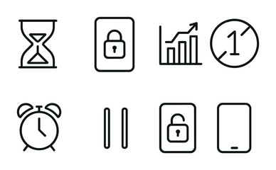 Poster - Time and security icon set: minimalist linear icons for digital interfaces