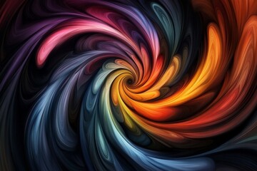 Fototapete - Vibrant swirling patterns in a spiral design create a captivating visual experience in a dark setting
