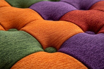 Poster - Vibrant textured fabric in shades of green, orange, purple, and red for cozy interior design inspiration