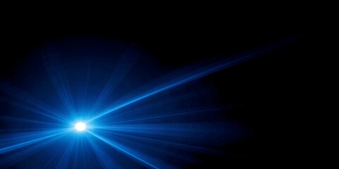 Poster - A bright blue light source emitting rays against a dark background creating a dramatic effect