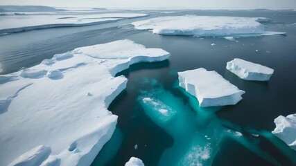 Wall Mural - environmental ecological challenge - glaciers melting. troubling winter scenery. aerial drone panora