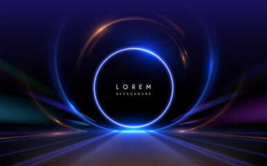 Wall Mural - light ring effect on black background