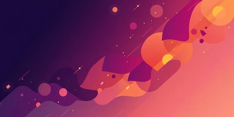 Poster - Abstract background with flowing shapes and gradient from dark purple to light orange hue