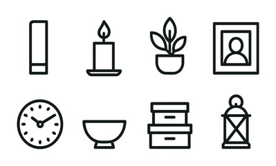 Poster - Elegant linear icon set: home and decor essentials