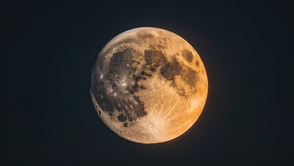 the super blue moon radiates an orange glow against the dark sky backdrop