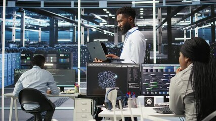 Poster - data center programmer uses node tree software to identify equipment performance issues. african ame