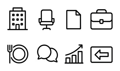 Poster - Business and office icons set: linear style for professional use