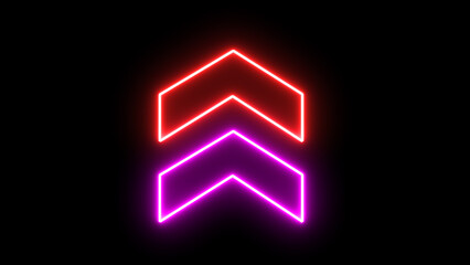 Poster - Glowing neon purple arrow up directional icon. Abstract neon flash lightning arrow uploading