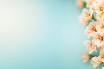 Poster - Delicate pastel floral wallpaper featuring peach and green flowers creates a serene atmosphere in an indoor space, perfect for a peaceful room design