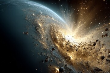 Poster - Cosmic explosion of stars and asteroids in the vastness of space captured during a galactic event