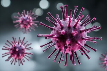Poster - Microscopic visualization of virus particles in vibrant colors under laboratory conditions