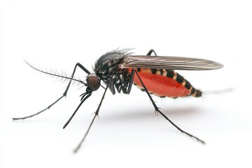 Aufkleber - Close-up of a mosquito highlighting its distinct features, color patterns, and anatomy under bright lighting conditions