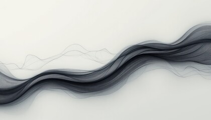 Poster - Dynamic black wave motion abstract art digital design contemporary style minimalist environment elegant viewpoint conceptual representation for visual impact