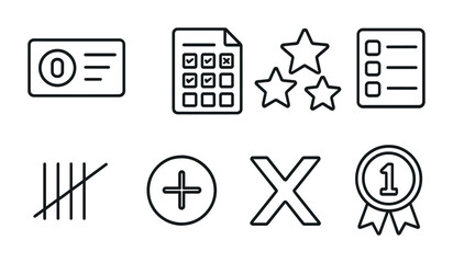 Poster - Linear icons set: business and productivity tools in outline style