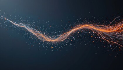 Poster - Dynamic light trails creating abstract art in a dark studio environment high-contrast digital design concept wide angle view