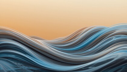 Poster - Dynamic flow of ocean waves at sunset abstract digital art serene coastal landscape vibrant color palette creative perspective