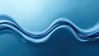 Poster - Flowing blue wave patterns in abstract art digital rendering modern aesthetic calm environment artistic viewpoint visual concept for serenity