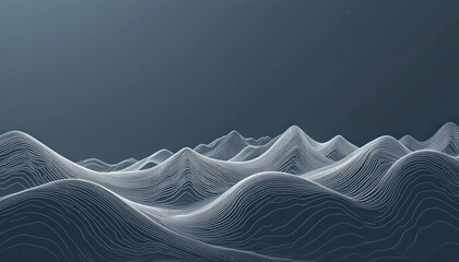 Poster - Dynamic wave patterns abstract landscape digital art modern minimalism aerial view futuristic concepts for visual design