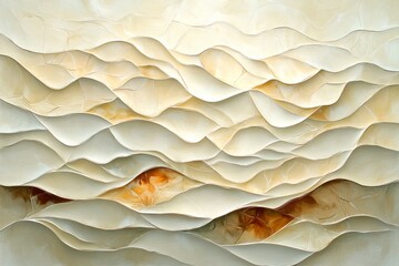 Aufkleber - Textured waves of cream and beige create an artistic depiction of movement and tranquility in abstract form