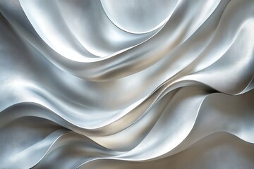 Poster - Textured silver waves create a modern abstract design for art enthusiasts and interior decor lovers