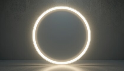 Poster - Illuminated circular design showcase modern studio digital art minimalist environment eye-level viewpoint contemporary concept for visual impact