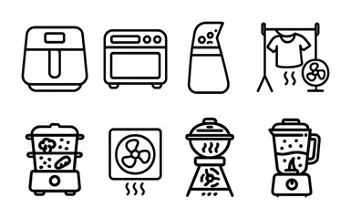Poster - Kitchen and home appliance icons set - linear style for modern living