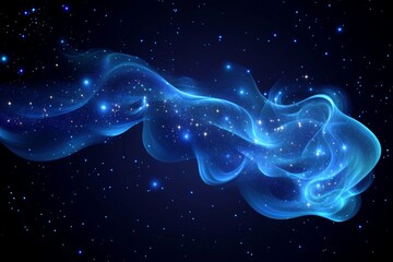 Poster - Mesmerizing blue cosmic cloud swirling in the night sky illuminated by distant stars