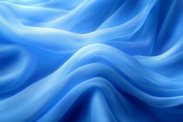 Aufkleber - Waves of soft blue fabric flow gracefully in a gentle light, creating a serene and calming atmosphere