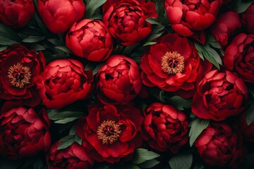 Poster - Vibrant red peonies arranged beautifully for a fresh and stunning floral display