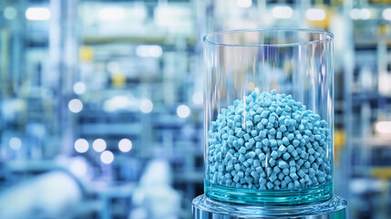 Aufkleber - Modern petrochemical plant showcases blue plastic pellets Generative AI